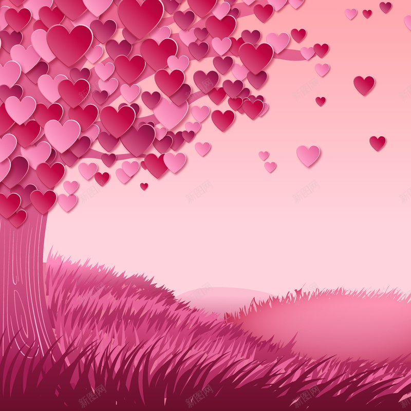 手绘粉色树矢量图ai设计背景_新图网 https://ixintu.com 卡通 图片 手绘 童趣 粉色树 矢量图