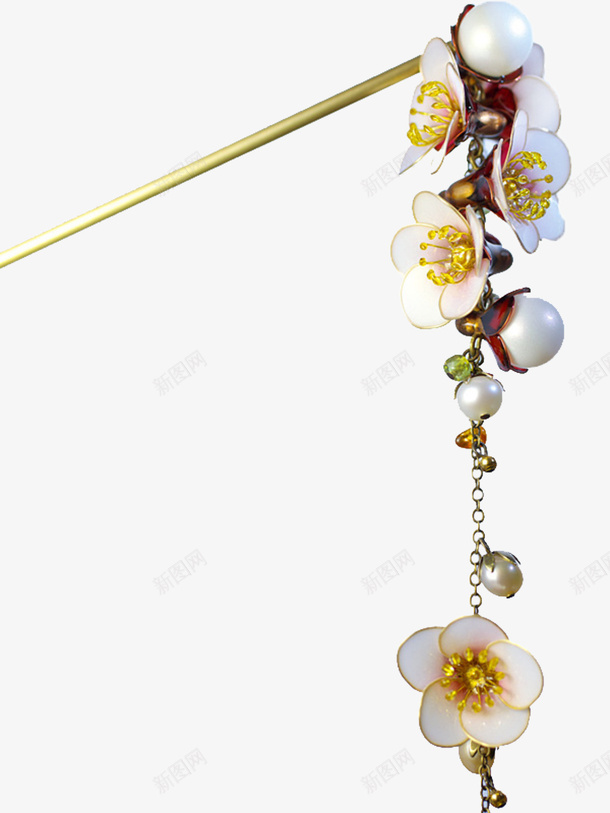 珍珠簪子png免抠素材_新图网 https://ixintu.com 古代簪子 珍珠饰品 白色的珍珠