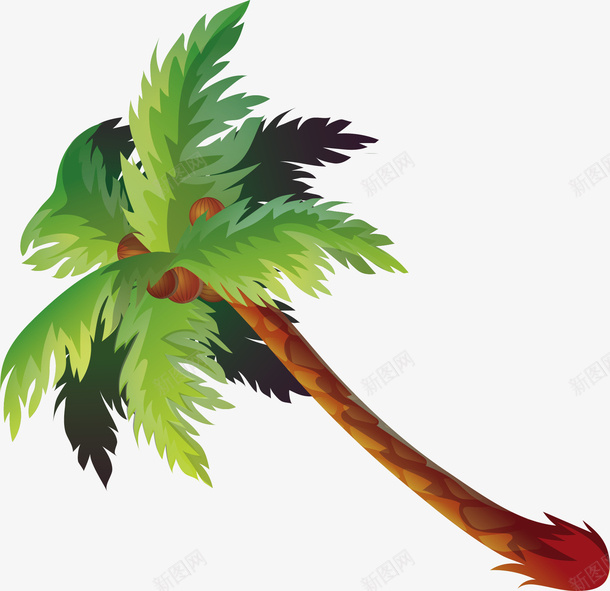 清新椰子树png免抠素材_新图网 https://ixintu.com 卡通有趣 小清新 彩色底纹 椰子树 矢量图案 简约装饰