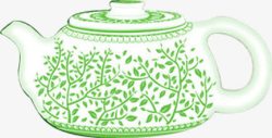 绿色清新树叶茶壶素材