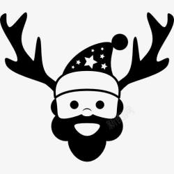 圣诞护额素材圣诞老人头驯鹿的角几图标高清图片