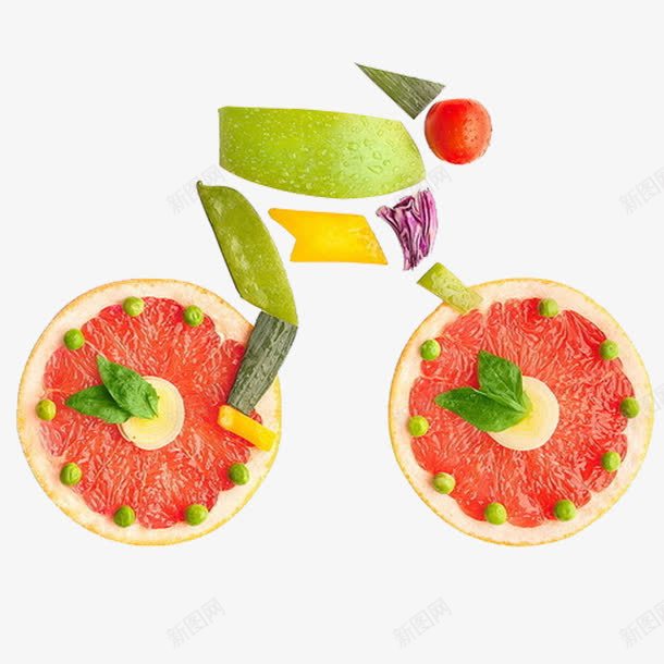 赛车png免抠素材_新图网 https://ixintu.com 创意 水果 自行车 蔬菜
