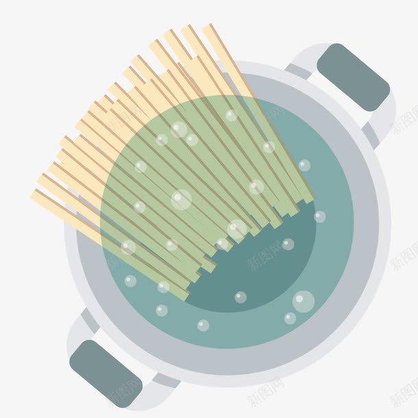 锅中的面条png免抠素材_新图网 https://ixintu.com 勺子 意大利面 沸水 锅 面条