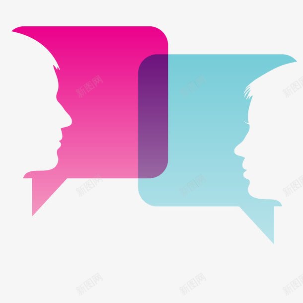 两个对话框png免抠素材_新图网 https://ixintu.com 人物 分红色 对话框 蓝色 装饰图 装饰画