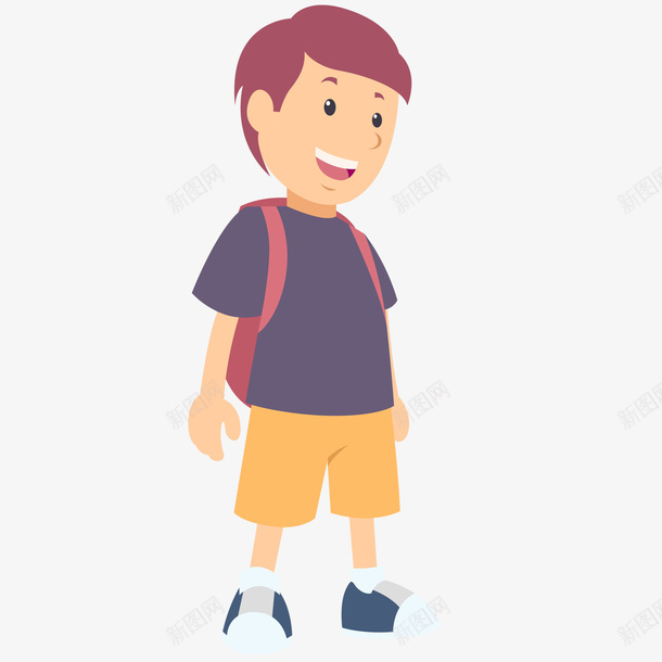 背书包的男生png免抠素材_新图网 https://ixintu.com 一个 书包 卡通 手绘 男生 紫色 红色 黄色