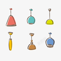 灯具插画卡通手绘灯具图标矢量图高清图片