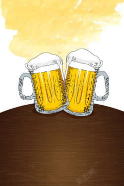 水彩啤酒瓶矢量手绘质感水彩啤酒背景高清图片