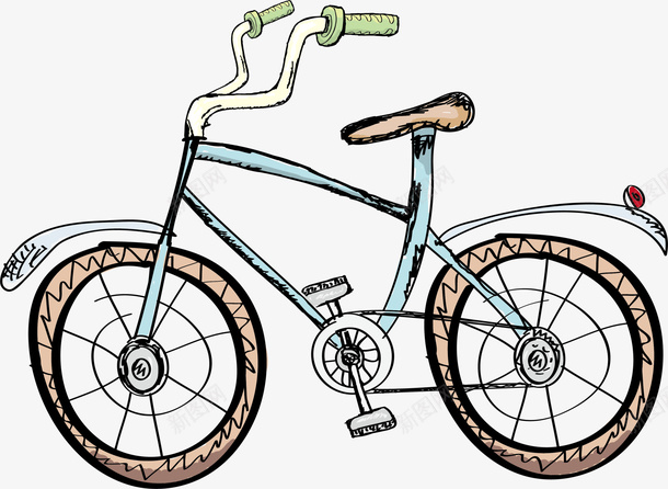 蓝色卡通自行车png免抠素材_新图网 https://ixintu.com 免抠PNG 卡通 手绘 自行车 蓝色 装饰图案
