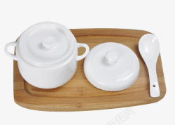隔水煲汤纯白色汤盅炖罐高清图片
