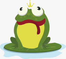 卡通青蛙王子池塘里的青蛙王子矢量图高清图片