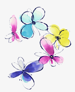 手绘蝴蝶花素材