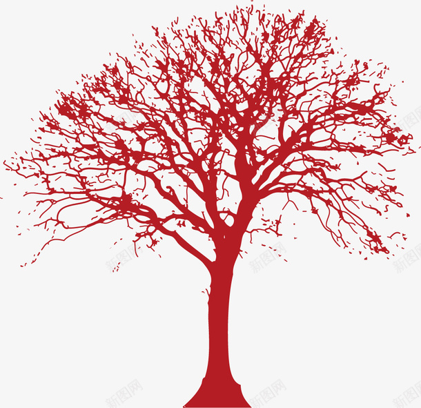 手绘图案树木矢量图ai免抠素材_新图网 https://ixintu.com 手绘元素 树木 树枝 红色树 矢量图
