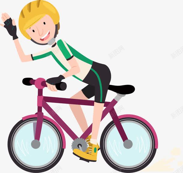 自行车运动员png免抠素材_新图网 https://ixintu.com 共享单车 卡通男孩 打招呼 招手 爱好者 绿色出行 脚踏车 自行车 运动员 骑自行车 骑行者 骑车