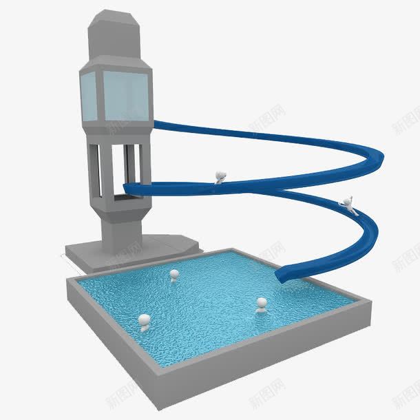 水上滑梯png免抠素材_新图网 https://ixintu.com 水上乐园 水池 游乐场 滑梯