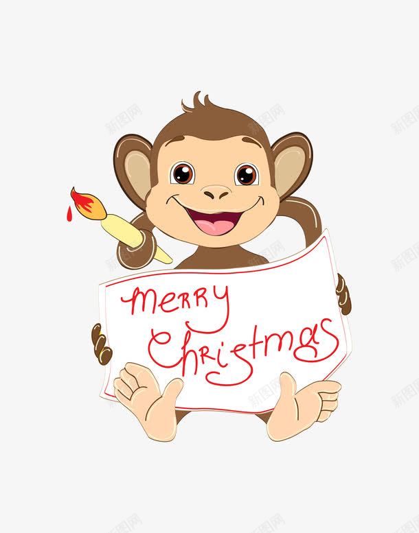 猴子卡通动物图案png免抠素材_新图网 https://ixintu.com 动物 圣诞节英文字体 猴子 画笔