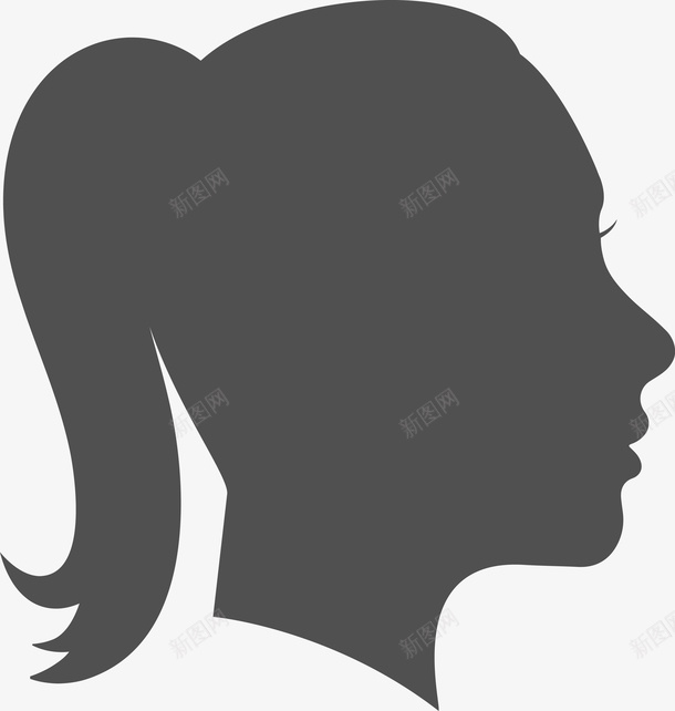 扎着辫子的卡通女孩图标png_新图网 https://ixintu.com 五官 人 卡通 口鼻 头 头部 头部剪影 女人 女孩 角色 身体 轮廓 面孔剪影