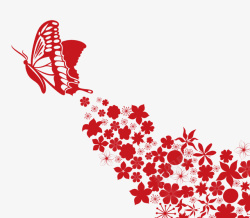 蝴蝶花卉红色素材
