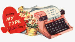 红色打字机复古打字机高清图片