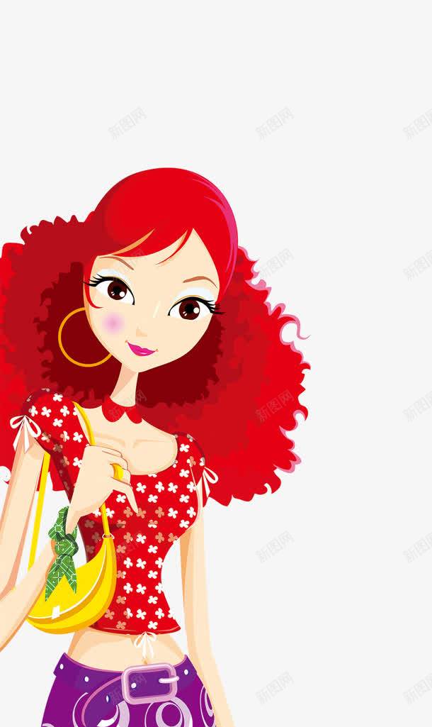 红色头发美女卡通png免抠素材_新图网 https://ixintu.com 卡通 头发 红色 美女