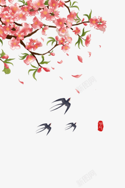 燕子印章手绘花枝燕子元素图高清图片