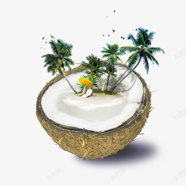 椰子上的椰子树png免抠素材_新图网 https://ixintu.com 卡通椰子树 椰子 椰子树