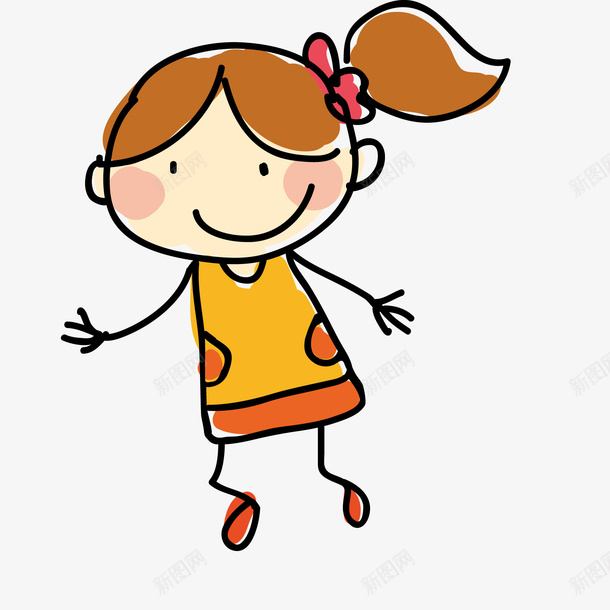 卡通手绘可爱的小女孩矢量图ai免抠素材_新图网 https://ixintu.com 人物设计 儿童节 卡通 可爱 小女孩 手绘 矢量图