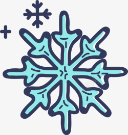 圣诞节蓝色手绘装饰雪花案素材