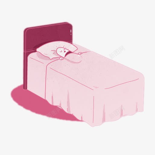 粉色的床png免抠素材_新图网 https://ixintu.com 做梦 床 床单 枕头 睡觉