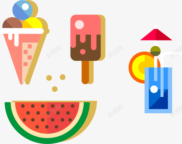 水果冰淇淋卡通矢量图eps免抠素材_新图网 https://ixintu.com 冰淇淋 卡通房子图案 图案矢量图 手绘图案 水果 矢量图