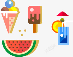 水果与冰淇淋水果冰淇淋卡通矢量图高清图片