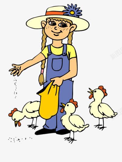 给鸡喂食的女孩png免抠素材_新图网 https://ixintu.com 人物 动物 卡通 图片