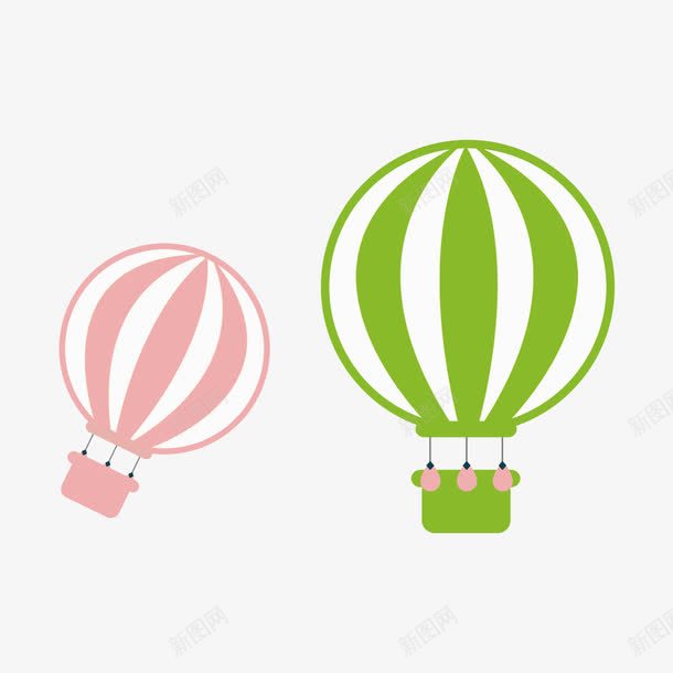 红绿色的热气球png免抠素材_新图网 https://ixintu.com 手绘 热气球图片 红色热气球 绿色热气球