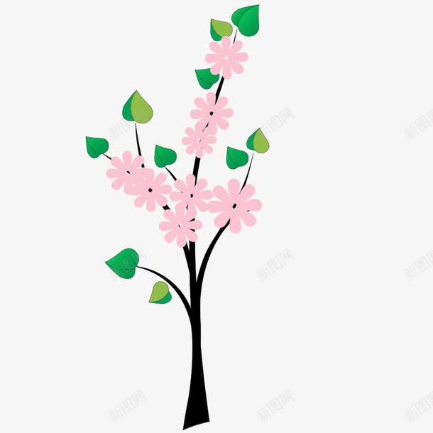 小花小树png免抠素材_新图网 https://ixintu.com 卡通 叶子 小树 小花 手绘 爱心 粉色 绿色