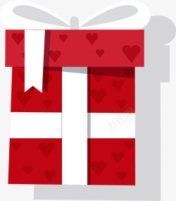 红色爱心花纹的礼盒矢量图素材