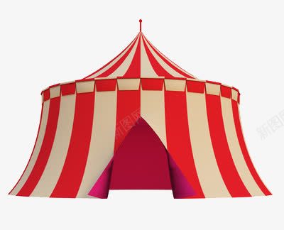马戏团搭建好的帐篷png免抠素材_新图网 https://ixintu.com 帐篷 白色 红色 马戏图案
