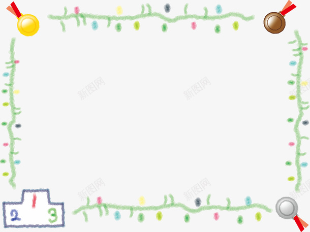 手绘简约边框淡彩绿色png免抠素材_新图网 https://ixintu.com 手绘 淡彩 绿色 边框