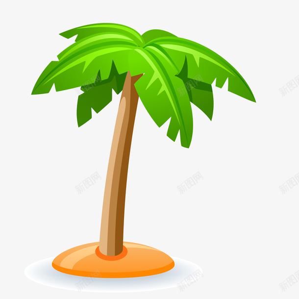 卡通椰子树矢量图ai免抠素材_新图网 https://ixintu.com 卡通 叶子设计 树木设计 植物设计 椰子树 矢量图