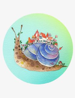 乌龟背上的房子卡通蜗牛房子高清图片