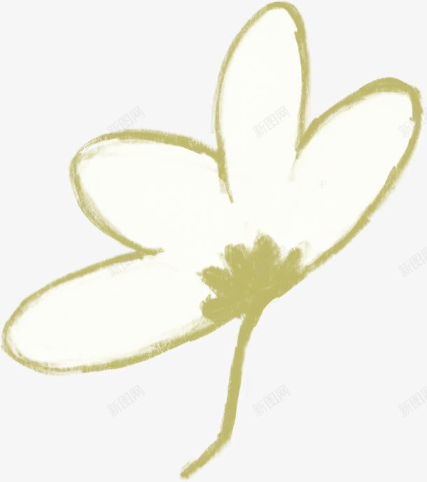 手绘花朵png免抠素材_新图网 https://ixintu.com 儿童图画 手绘花朵 简笔花 米色花瓣 花 花朵