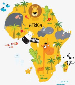 动物地图图片卡通非洲动物园高清图片