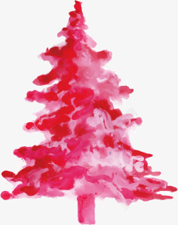 粉红色水彩手绘圣诞树矢量图素材