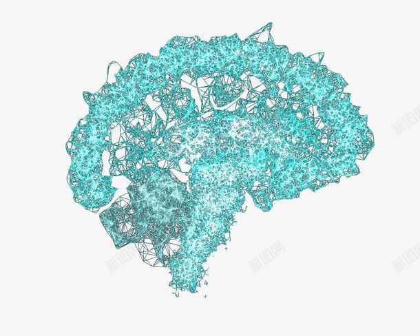 蓝色发光的脑线条图案png免抠素材_新图网 https://ixintu.com 发光 脑线条图案 蓝色