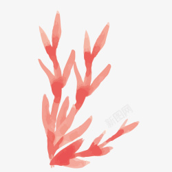 红色水彩植物矢量图素材