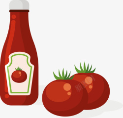 红色番茄酱与番茄矢量图素材