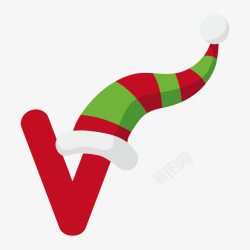 圣诞帽字圣诞字母V高清图片