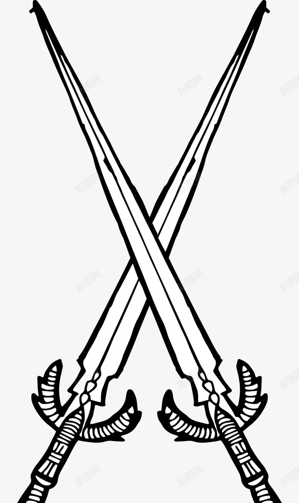 两把长剑图标png_新图网 https://ixintu.com 剑柄 卡通 手绘 简图 线条 长剑 黑色的