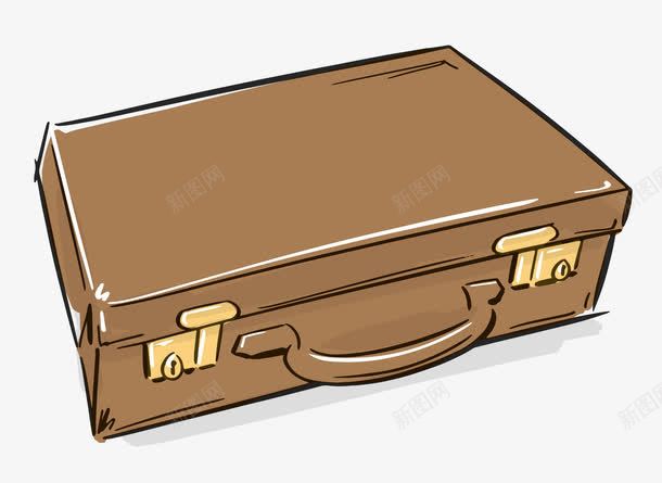 手绘箱子png免抠素材_新图网 https://ixintu.com 卡通箱子 手提箱 棕色箱子 行李箱