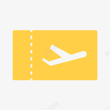 黄色扁平化飞机机票元素矢量图图标图标