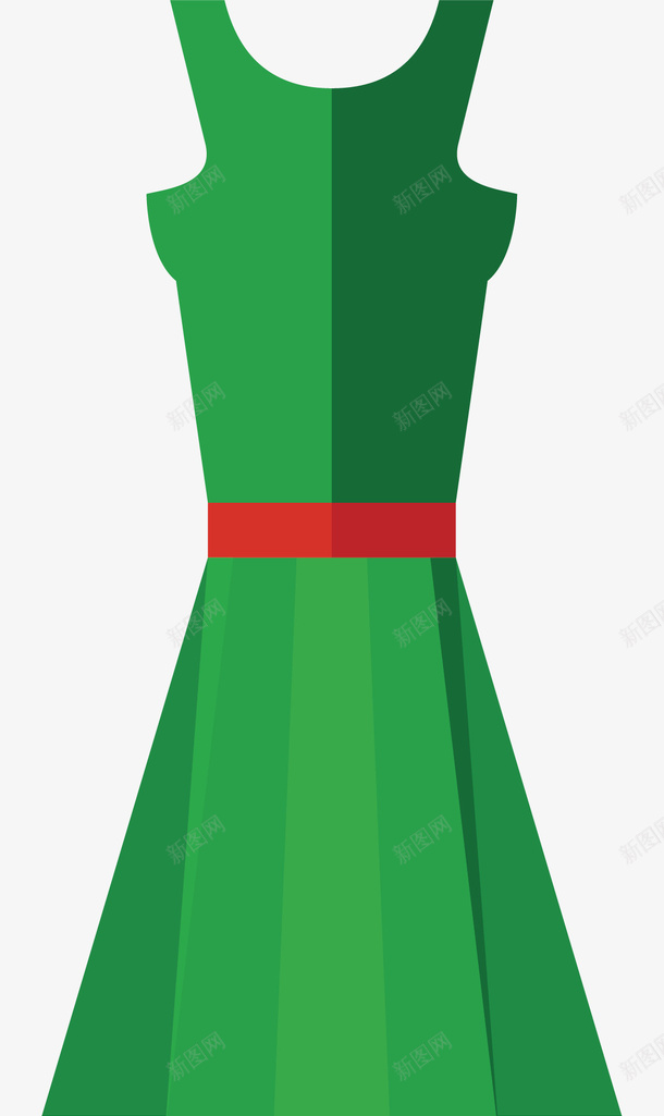 绿色无袖裙图标png_新图网 https://ixintu.com 彩色底纹 扁平化 无袖裙 矢量图标 简约衣服 设计图