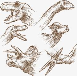 恐龙素描手绘恐龙矢量图高清图片